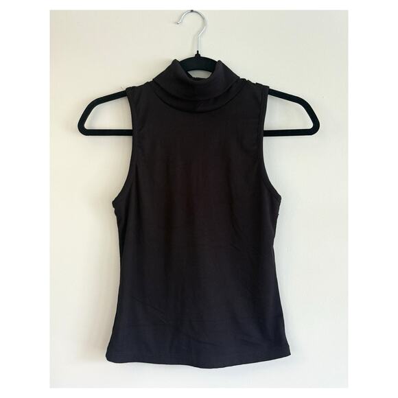 One Step Up Black Ribbed Stretchy Tank Top Turtleneck Women's Size L NWOT - Picture 1 of 2
